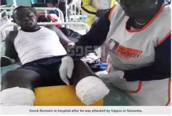 Kenyan Man Loses Both Legs After Being Attacked By Hippopotamus (Graphic Photo)